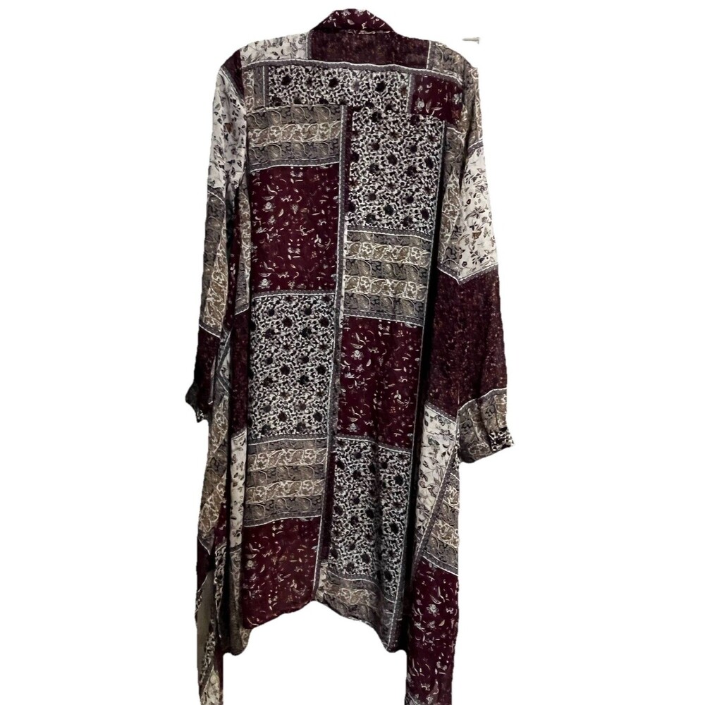 Umgee Dress Patchwork Floral/Paisley Long Sleeve Covered Buttons Sheer S Kimono - Picture 2 of 4